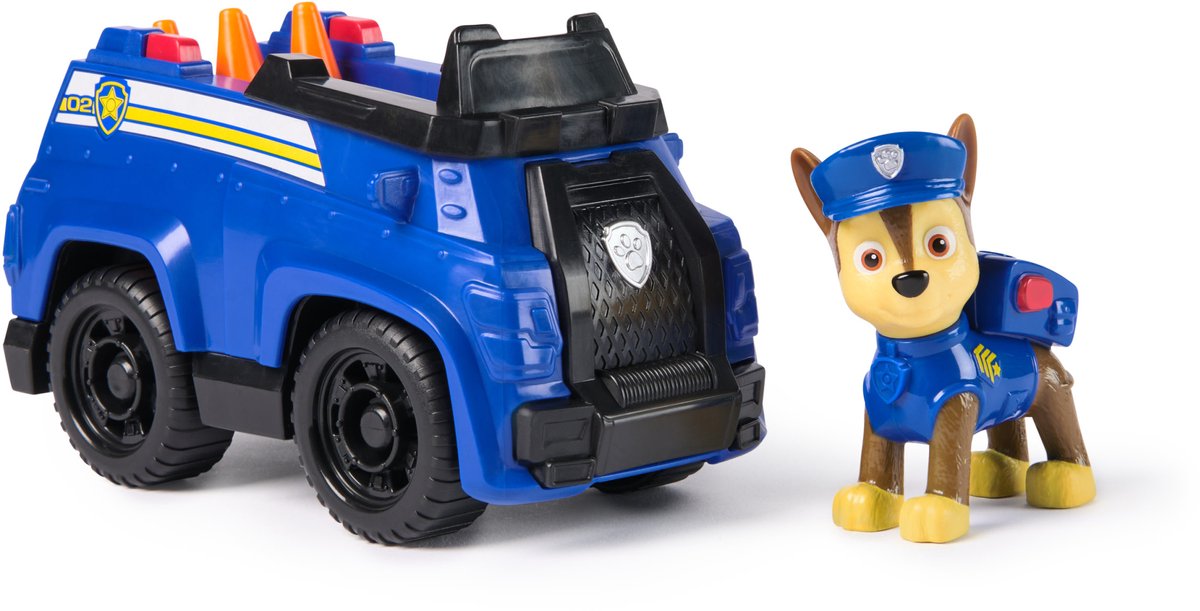 PAW Patrol - politieauto van chase speelgoedauto met verzamelfiguur duurzaam speelgoed