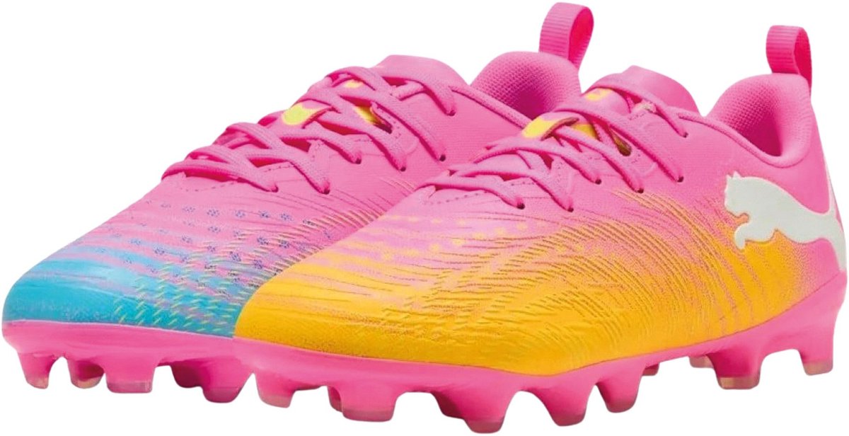 PUMA future 9 play fg ag jr unisex sportschoenen - poison pink-sun stream-bright aqua- white