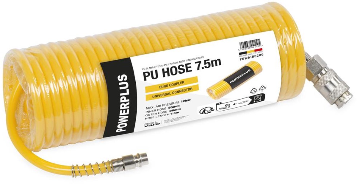 Powerplus POWAIR0200 Compressor slang 7,5m | Luchtslang PU | Compressorslang
