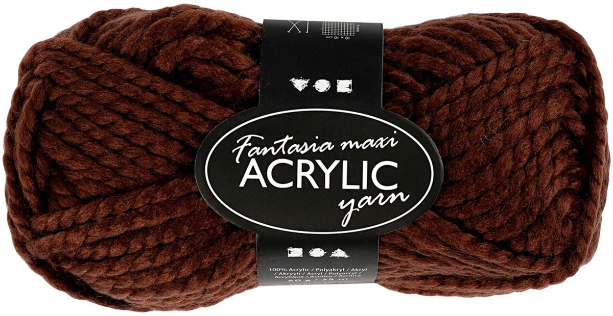 Creativ Company Fantasia acrylgaren, bruin, maxi, 50 gr 1 bol