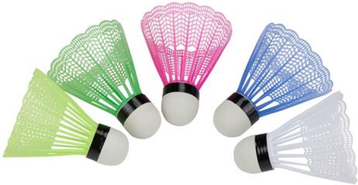 Eddy Toys Badminton shuttles - 5 stuks – badminton shuttlecocks plastic – gekleurde badminton shuttles – badminton ballen voor training en recreatief spel