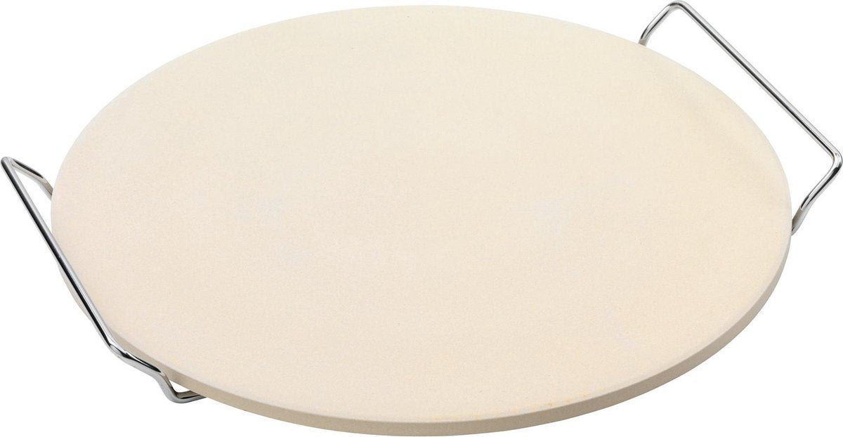 Point-Virgule - pizzasteen - cordieriet - met metalen houder - geschikt voor barbecue - 34cm