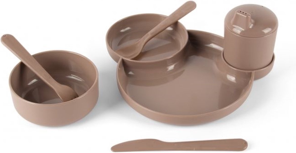 Dantoy Tiny - dinnertime servies geschenkset (mokka 7-delig)