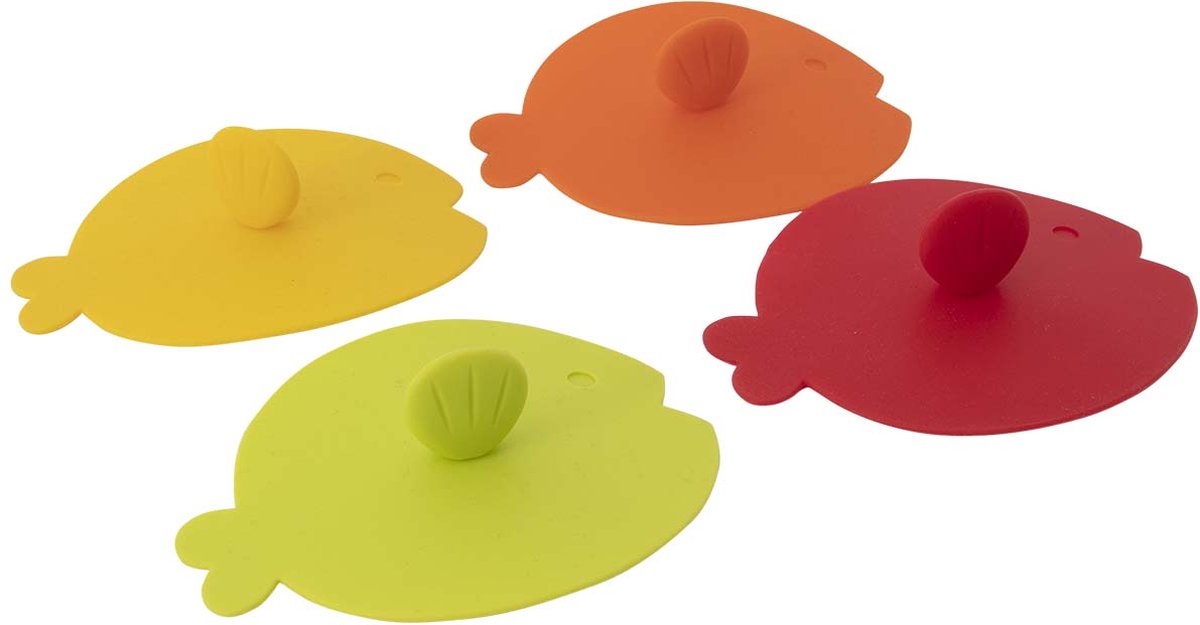 Gimex - deksel - theeglas - vis - siliconen - 4 stuks