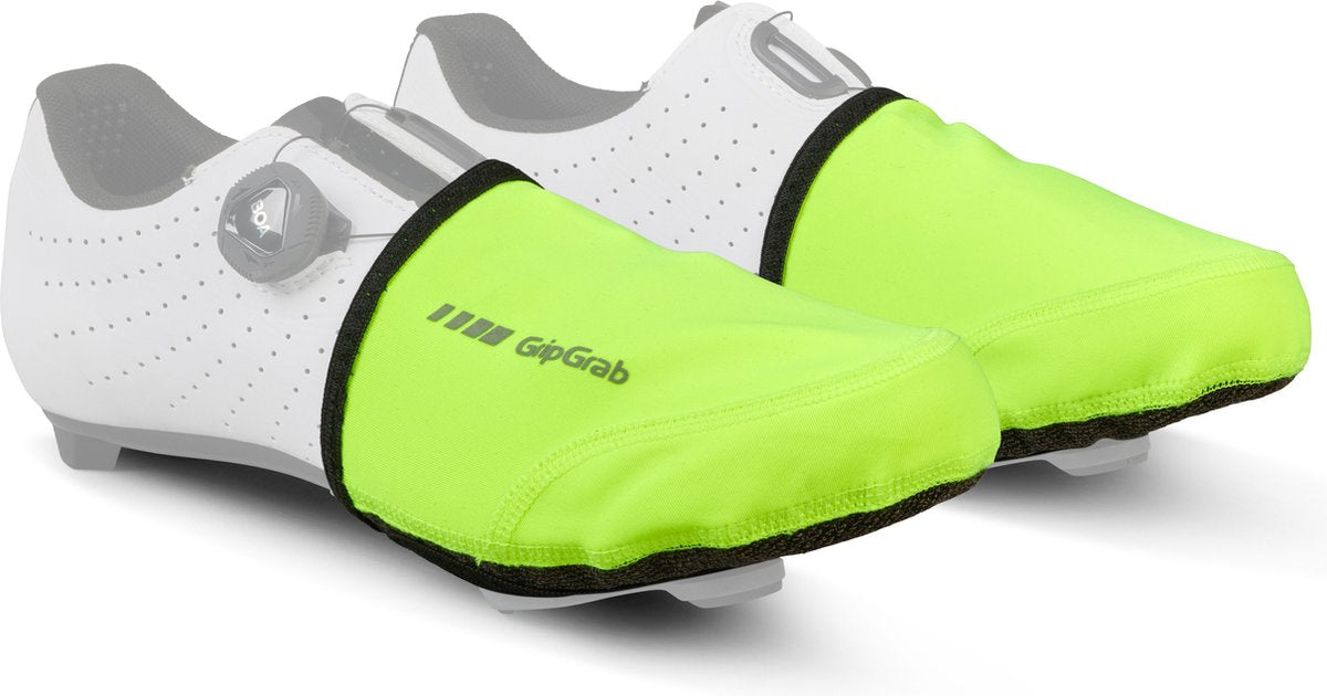 GripGrab - windproof hi-vis wielren toe covers teenwarmers overschoenen winddicht voor racefietsschoenen - geel hi-vis - unisex - maat l xl (42-45)