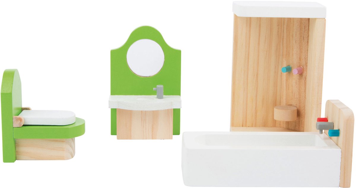 Small Foot - houten poppenhuis meubeltjes badkamer, 4dlg.