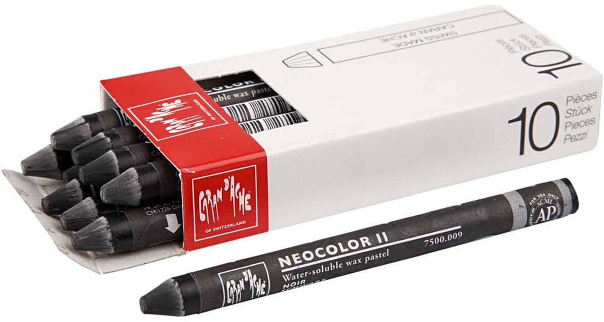 Caran D'ache waskrijt neocolor ii zwart 10 stuks