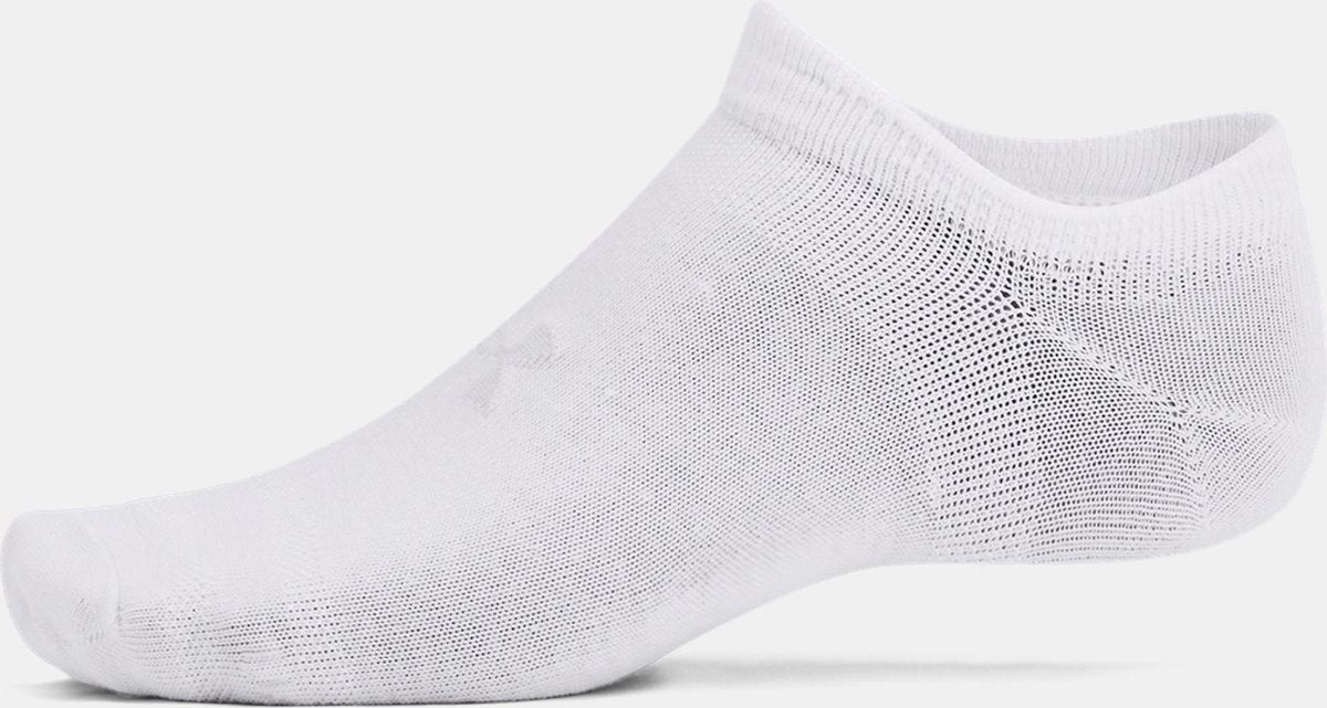 Under Armour ua essential no show 6pk unisex sportsokken - wit - grijs