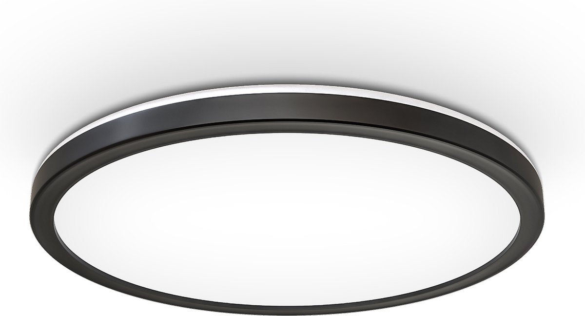 Briloner B.k.licht - plafondlamp - zwarte led paneel - ronde plafonniére - ø29.3cm - 4.000k - 2.400lm - 18w