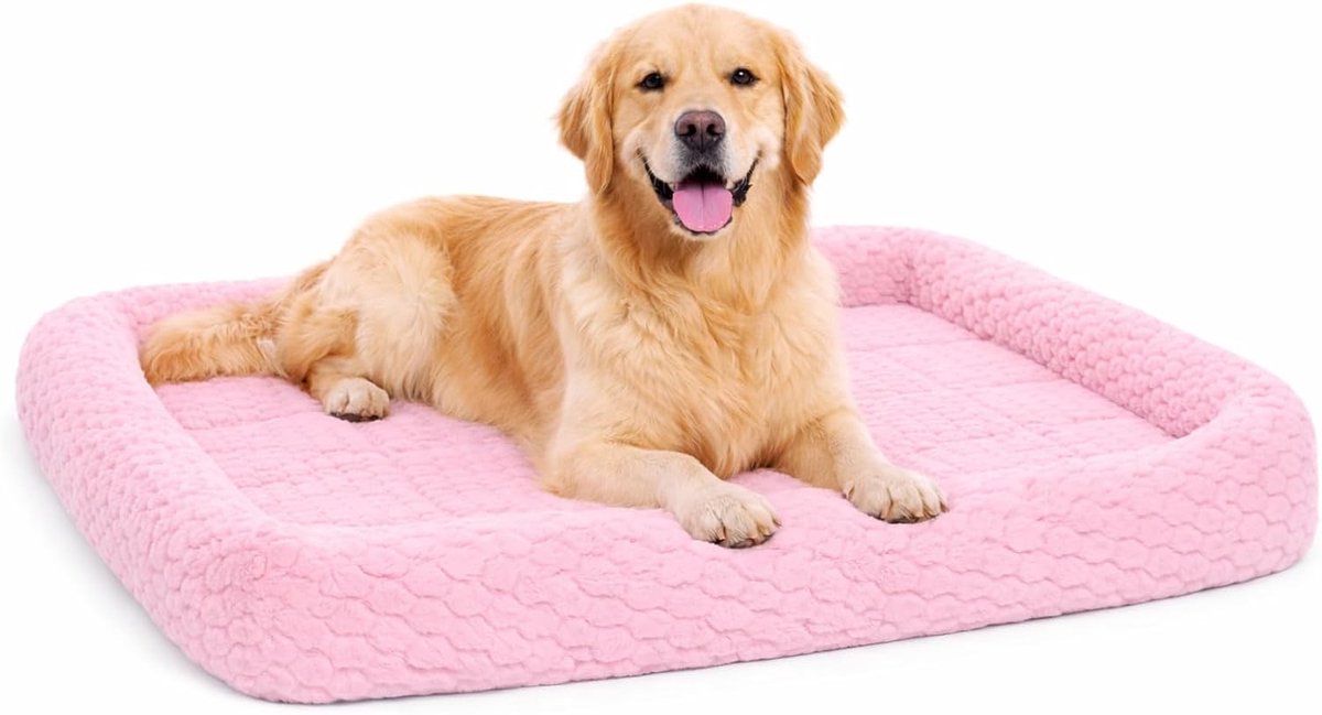 Flamingo Hondenkussen – hondenmand – naya rechthoekig roze met rand 116x69cm – luxe ligcomfort – zacht en stevig