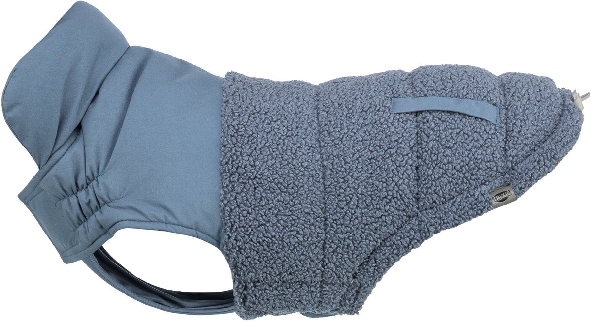 Trixie Hondenjas - ajou blauw 18cm - warme polyester, verstelbare borstflap, modieuze sierzakken