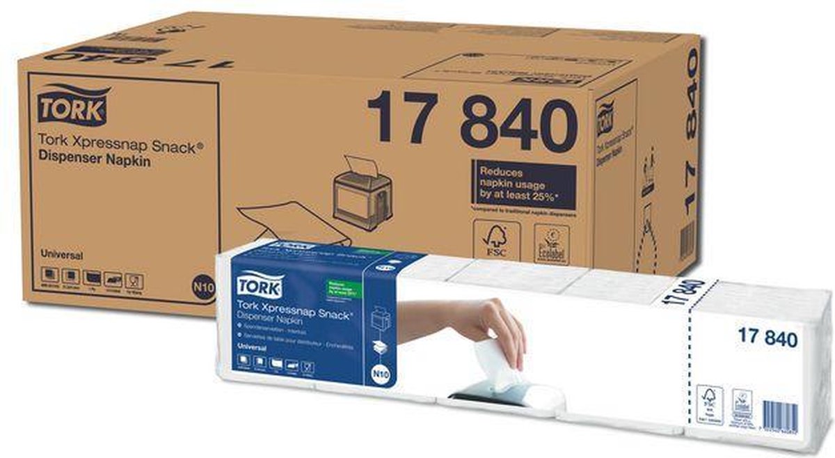 Tork servetten expressnap snack voor dispenser, 1-laags, 1125 per bundel