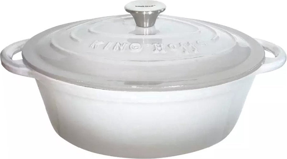 KINGHOFF 1522 - gietijzeren braadpan - ovaal - 30cm - 4,5l - grijs - emaille