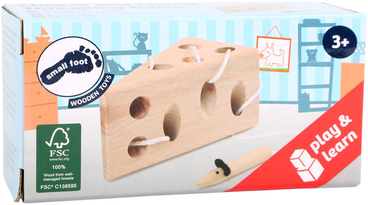 Small Foot - kaas en muis houten rijgspel