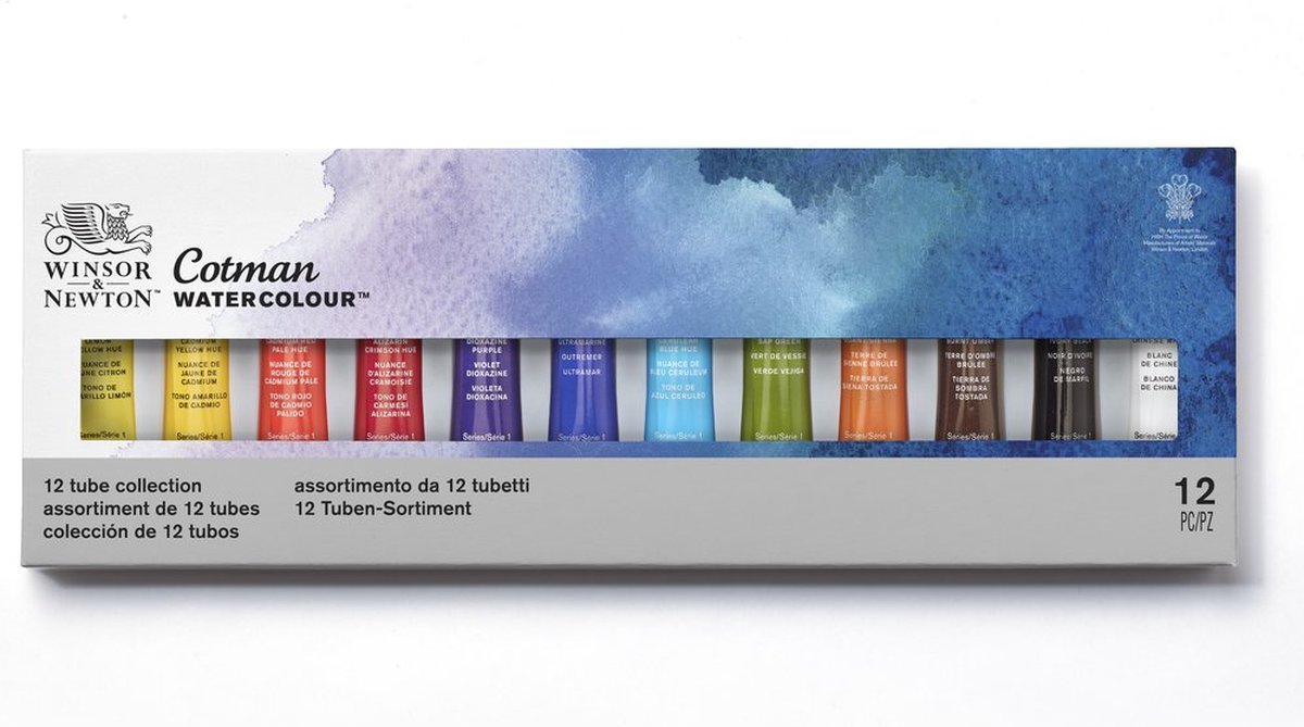 Winsor Newton 0390636 cotman aquarelverf set – 12 tubes 8 ml – professionele waterverf voor studio en rei