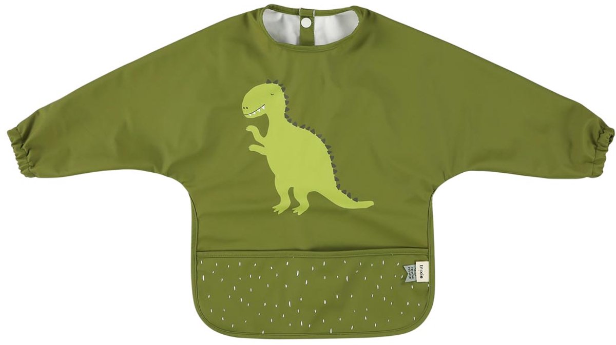Trixie Afwasbare slab met mouwen - mr. dino - voor baby's en kleuters 2-4jaar - makkelijk schoon te maken - groen