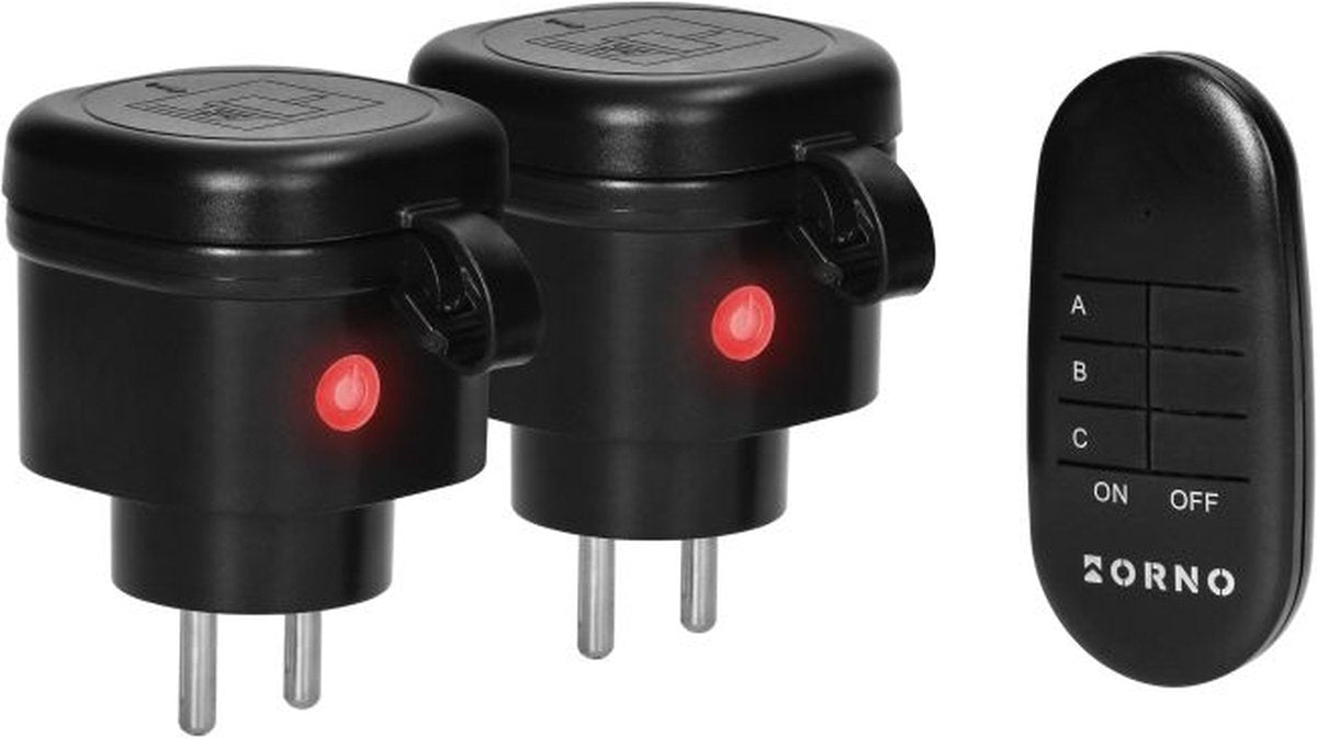 ORNO Set draadloze mini - stopcontacten - schakelaar set met afstandsbediening voor buiten – 2 stuks - ip44