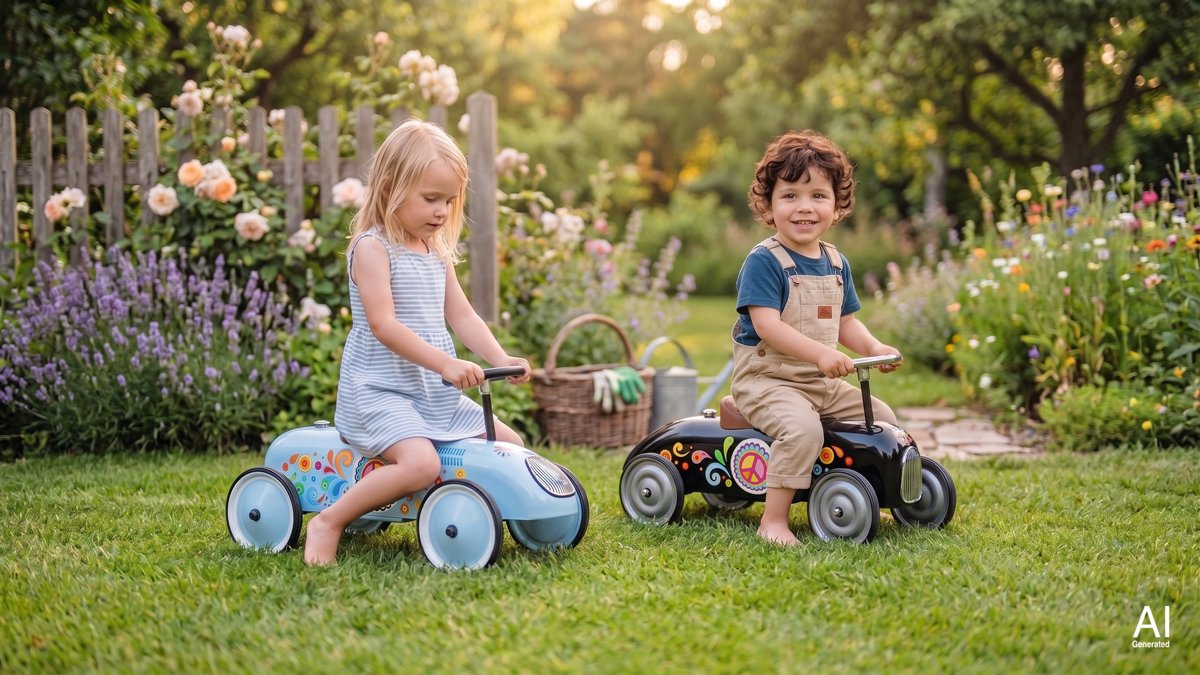 Goki Loopvoertuig retro blauw