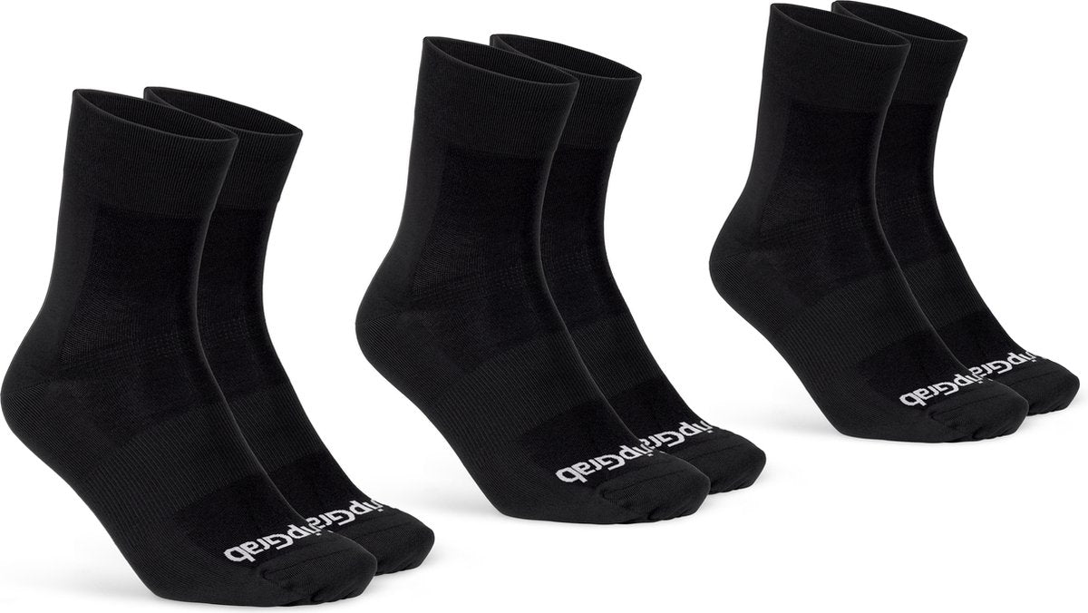 GripGrab - lightweight sl 3pack performance zomer fietssokken 3 paar coolmax wielersport sokken regular cut - zwart - unisex - maat xs (35-38)