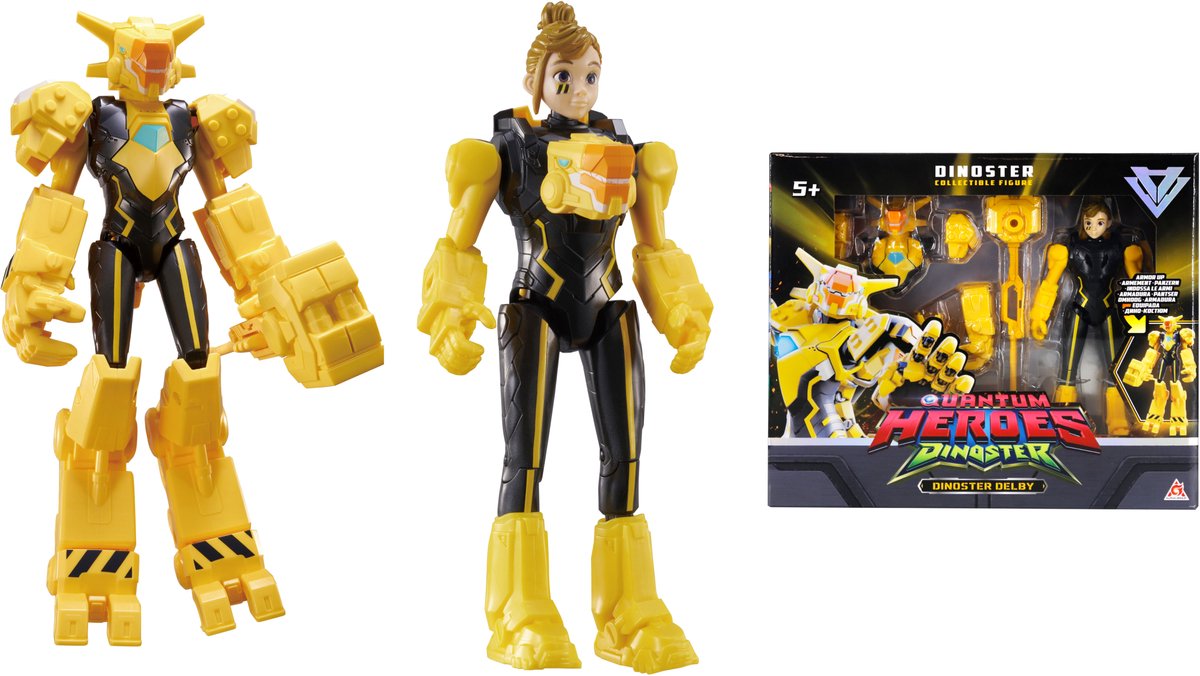 QUANTUM HEROES DINOSTER Dinoster - 2 figuren in 1 - transformeer je robots - 22cm - delby