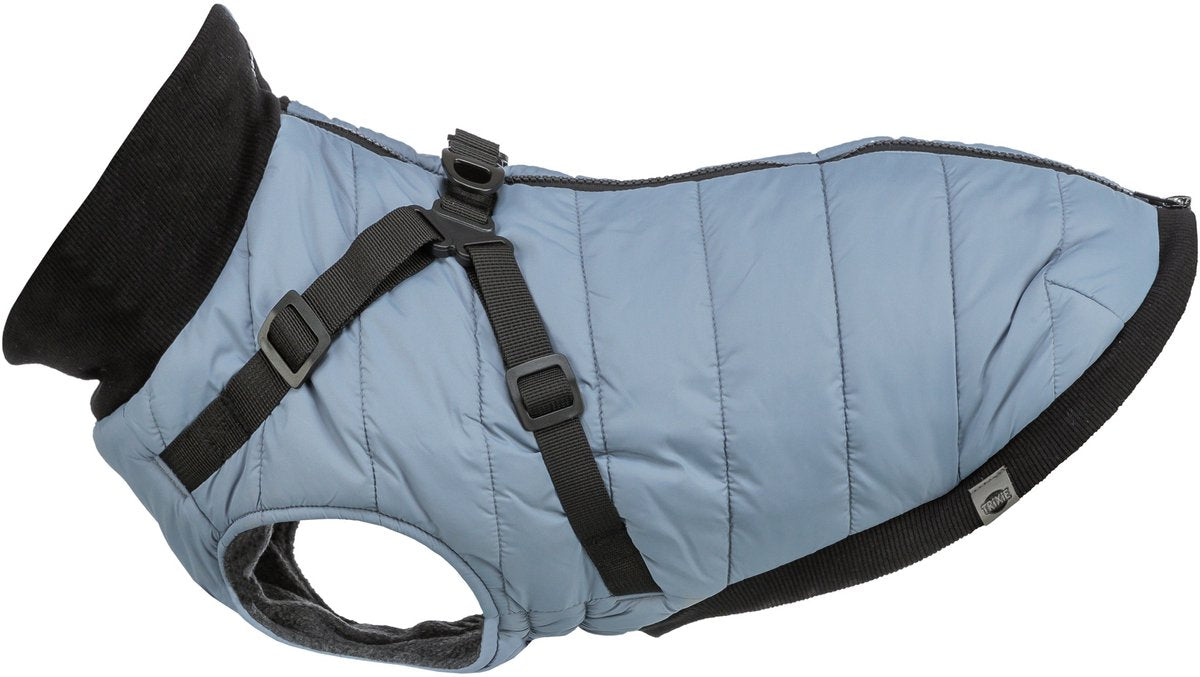 Trixie Hondenjas pontis - blauwgrijs, geïntegreerd tuig, fleece voering - 27 cm