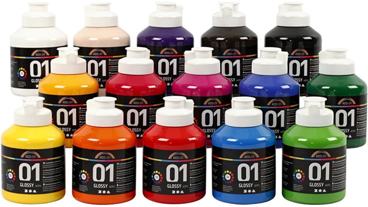 A-Color Acyrlverf glossy kleur semi-transparant, 15x500ml