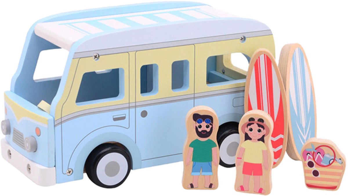 Jouéco Joueco houten retro strandbus met accessoires