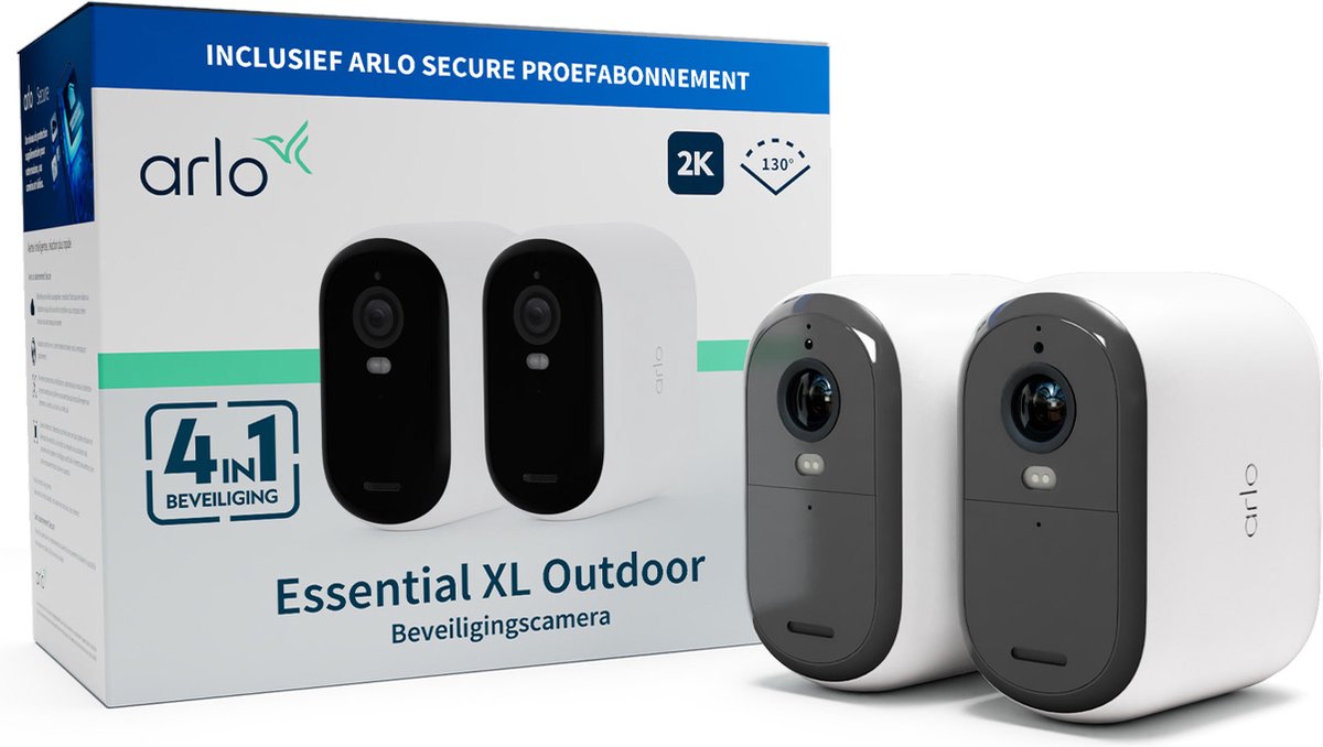 Arlo essential 2k xl draadloze beveiligingscamera voor buiten - 2 ip-camera's