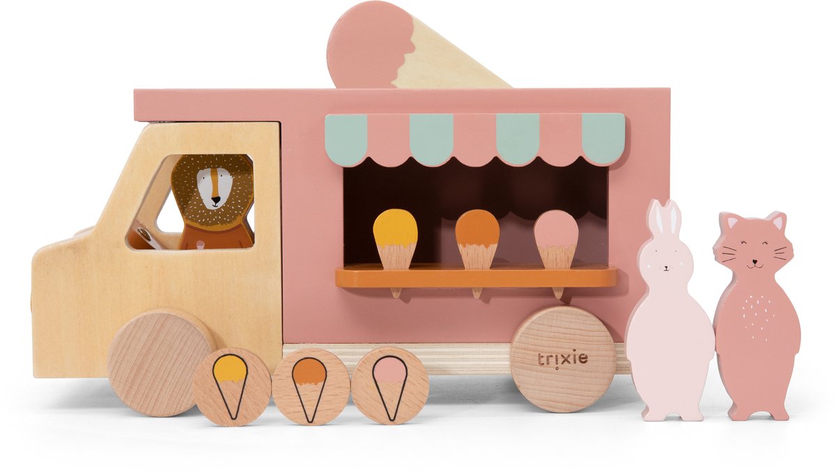 Trixie houten ijskar – 3j+ – met muntslot mr. lion – fsc hout - leuk als verjaardagscadeau