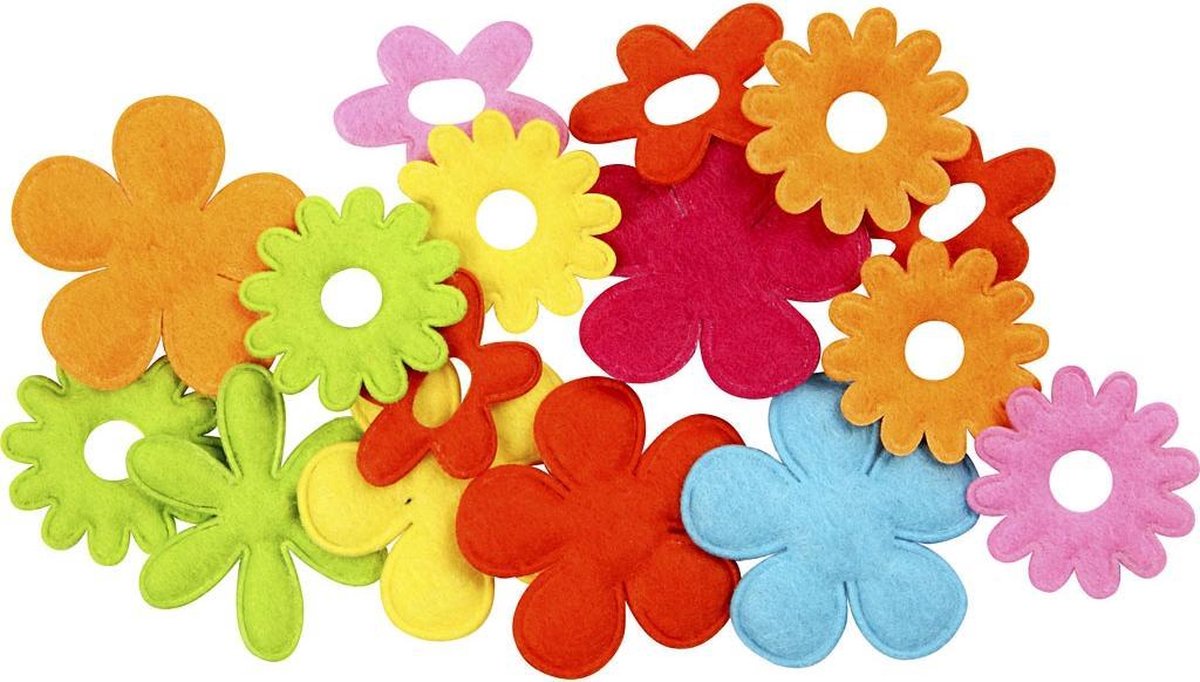 Creativ Company Creative decoratieset bloemen 45 mm vilt 16 stuks
