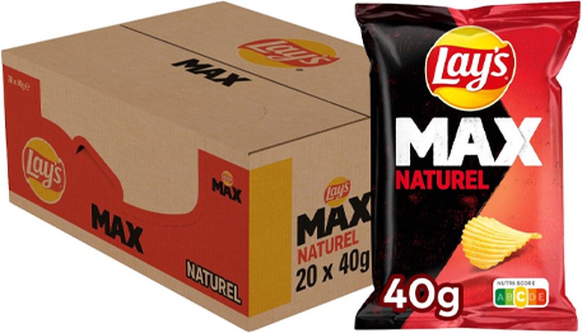 Lay's max naturel - ribbel chips - 20 x 40 gram