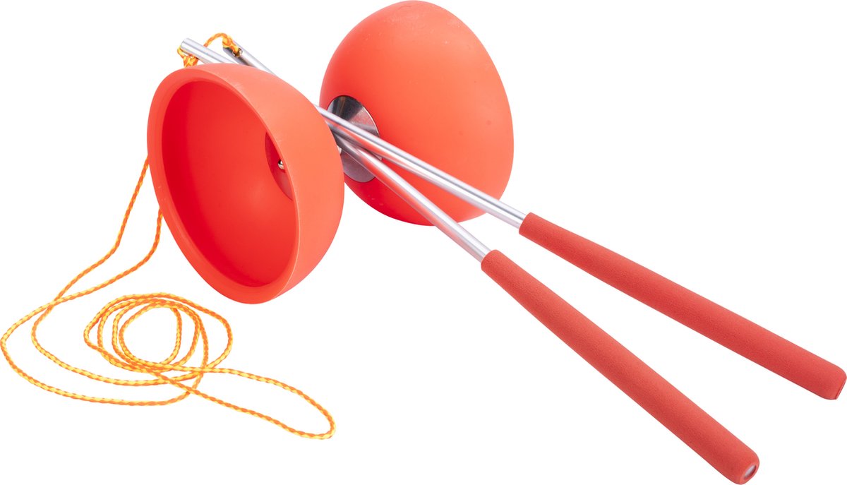 Engelhart Diabolo van rubber met metalen stokjes - fluor rood