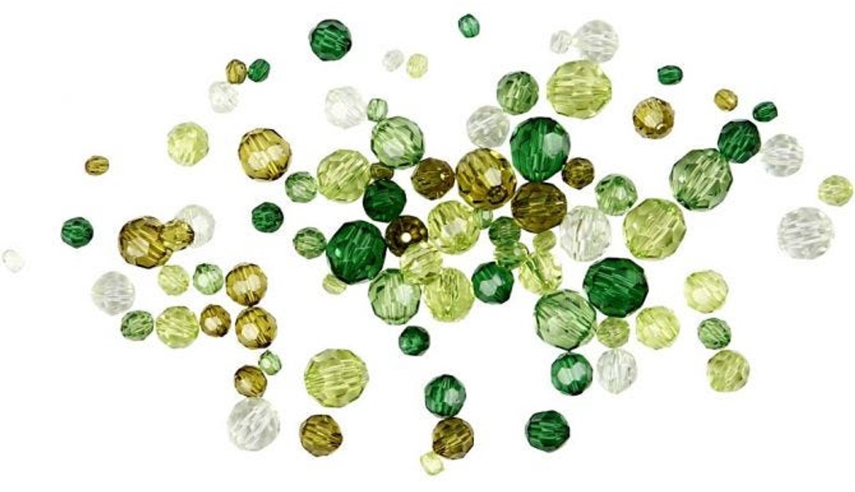 Creativ Company Cc plastic facet kralenmix 4-12 mm groene harmonie 170 stuks