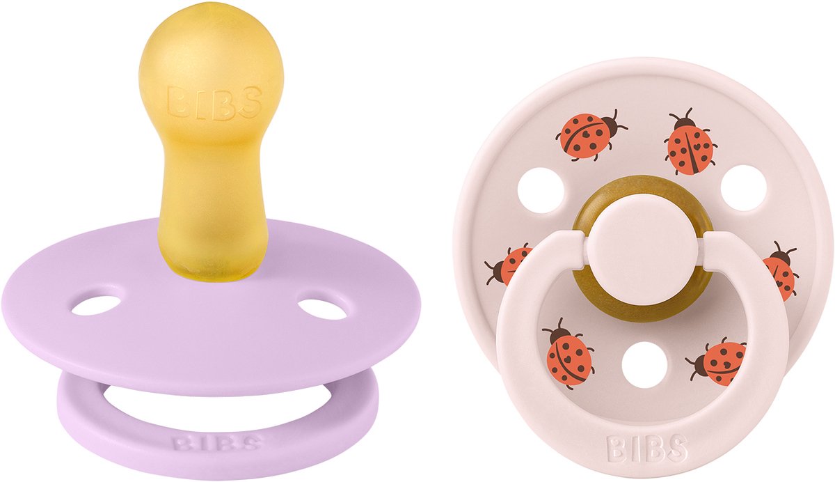 BIBS studio colour fopspeen - rond - 2 stuks - 6-18 mnd - ladybug violet sky mix