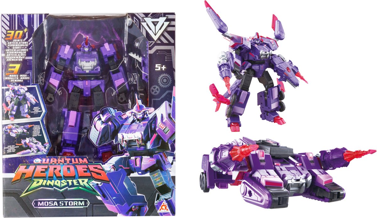 QUANTUM HEROES DINOSTER Dinoster - robot figuren 2 in 1 - transformeerbare robots - 22cm - mosa storm