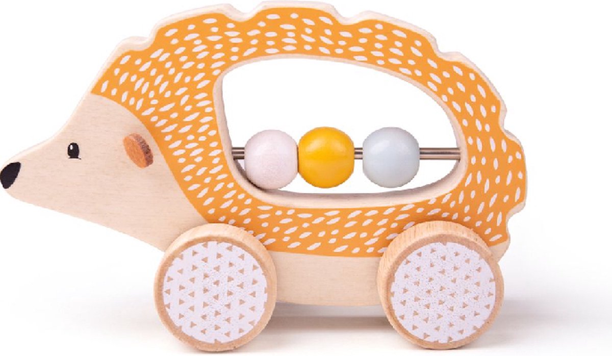 Bigjigs Toys Bigjigs houten duw egel, 100%fsc