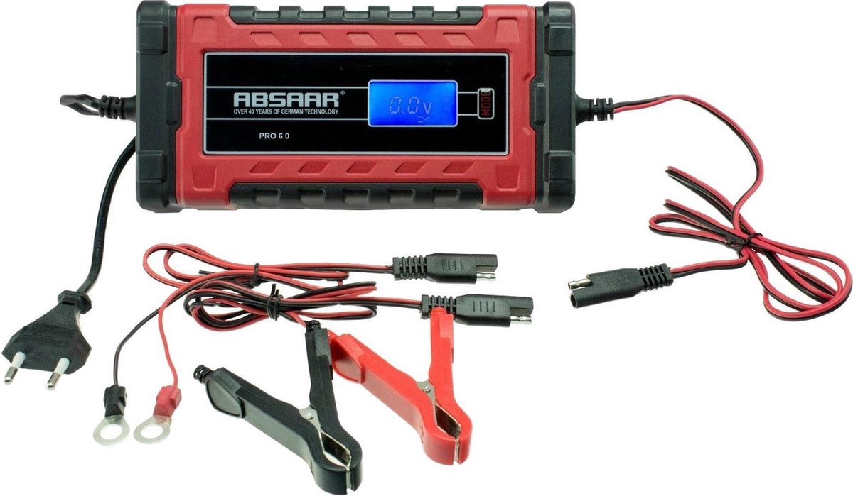 Absaar acculader pro 6.0 - druppellader 12 24v - 6a - 0-180ah