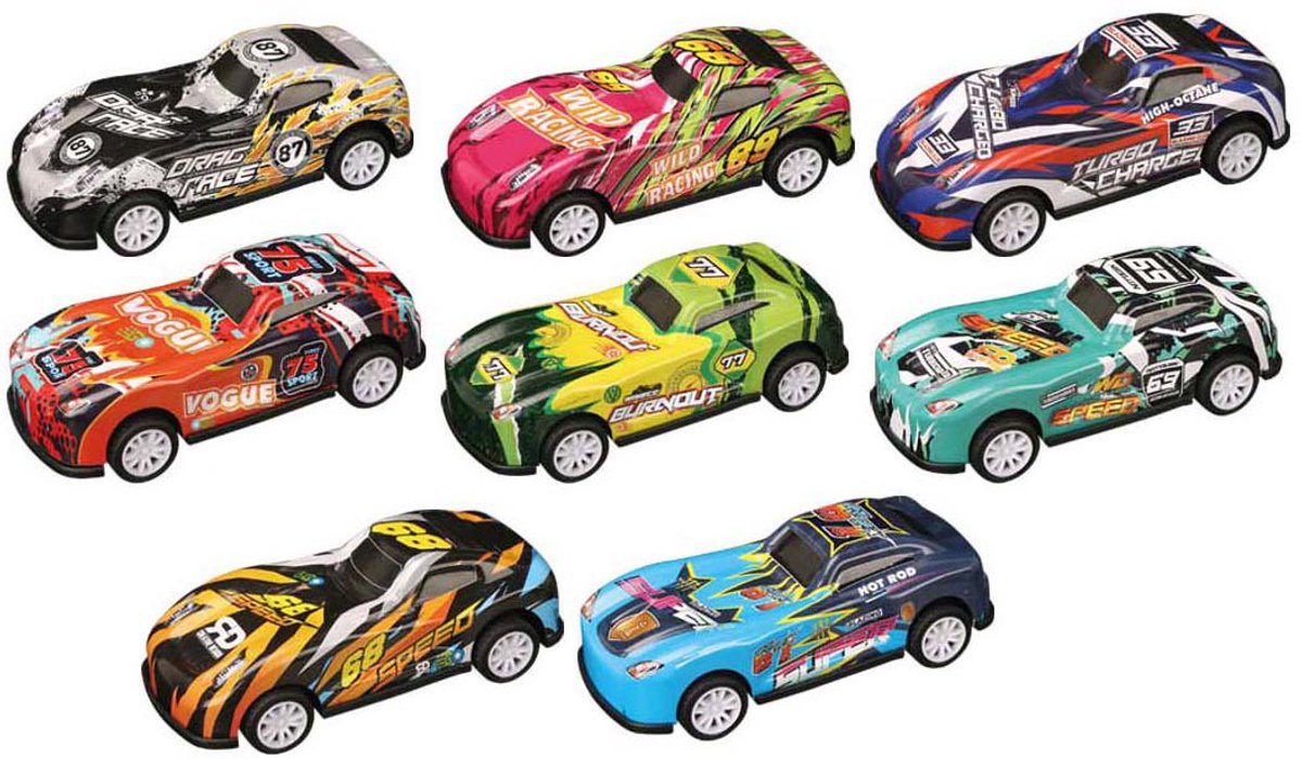 Lobbes Speelgoed BV Raceauto backflip pull back set - 3st.
