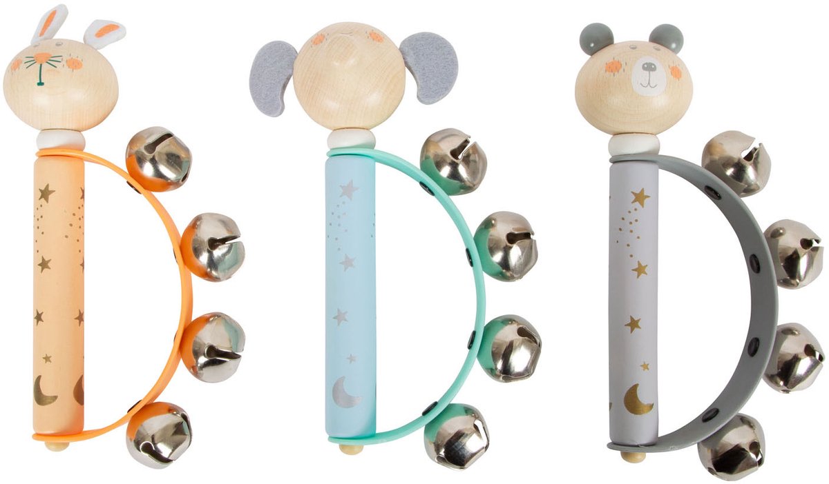 Small Foot - houten baby tamboerijn dier pastel