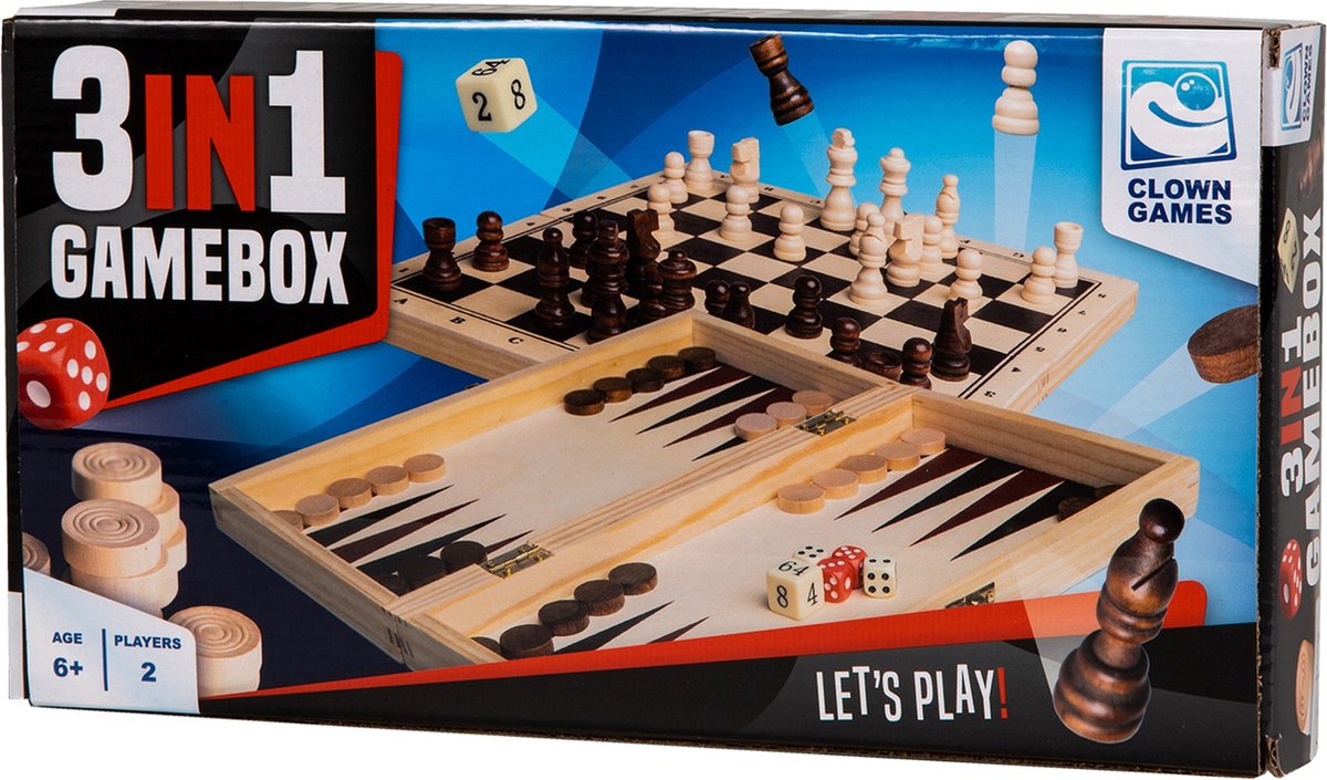 Clown Games - 3-in-1 spellendoos - hout