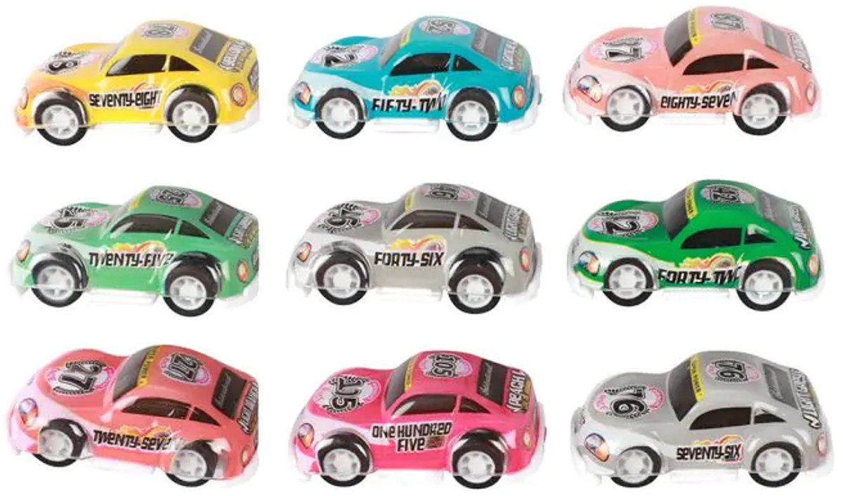Turbo Racers mini rally pull-backauto's, 9st.