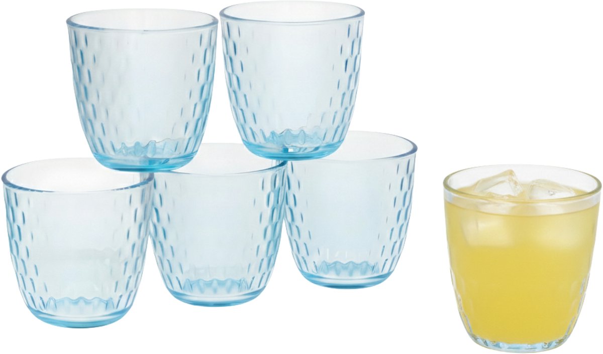 Bormioli Rocco Gerimport waterglazen drinkglazen lively blue - 6x stuks - blauw - 290 ml