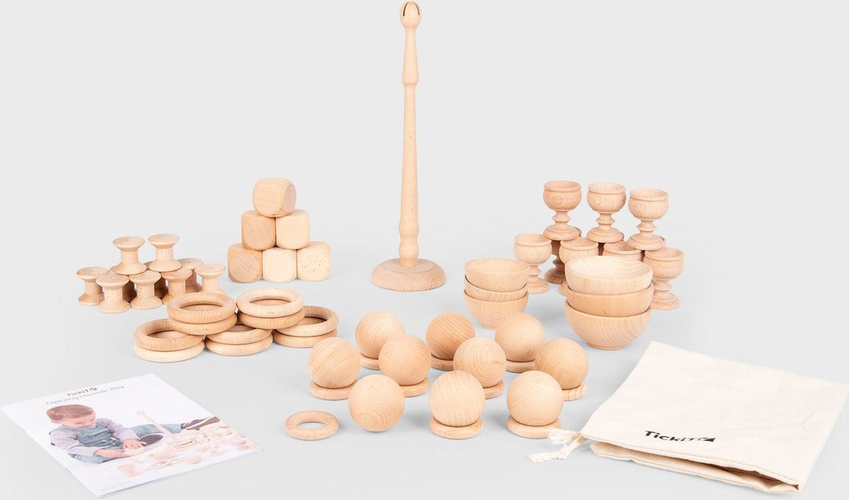 TickIT ® houten voorwerpen voor heuristisch spel - 63 stuks