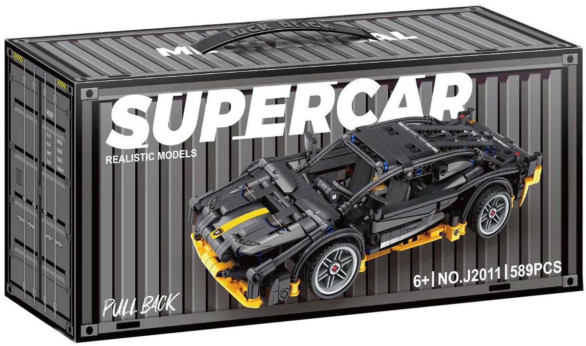 Lobbes Speelgoed BV Lobbes bouwstenen sportauto pull back set - 589 stuks speelgoed.