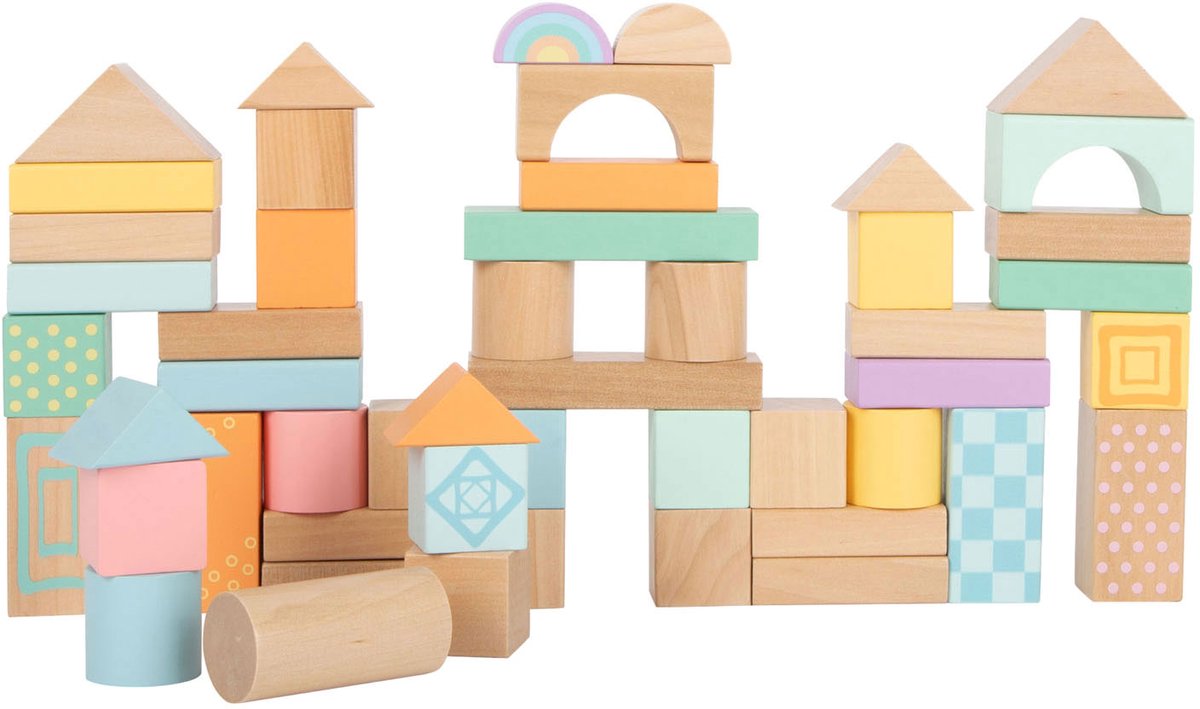 Small Foot - houten bouwblokken pastel, 50dlg.