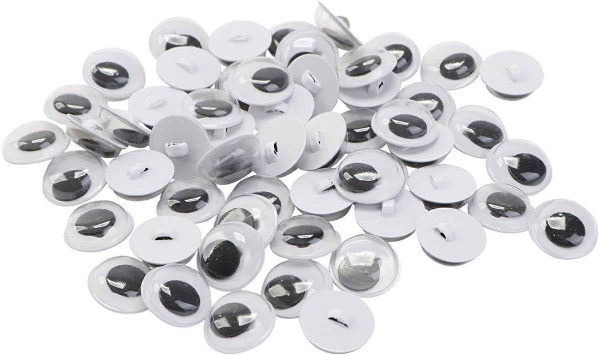 Creativ Company Wiebelogen - zwart wit - opnaai oogjes knuffels poppen maken - opnaaien - 10 mm - 50 paar - 100 stuks
