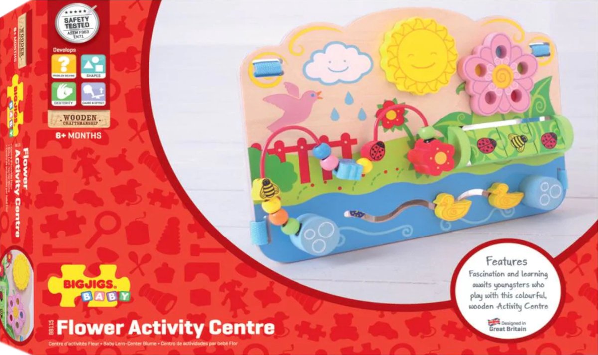 BIGJIGS houten activiteitenpaneel - bloem