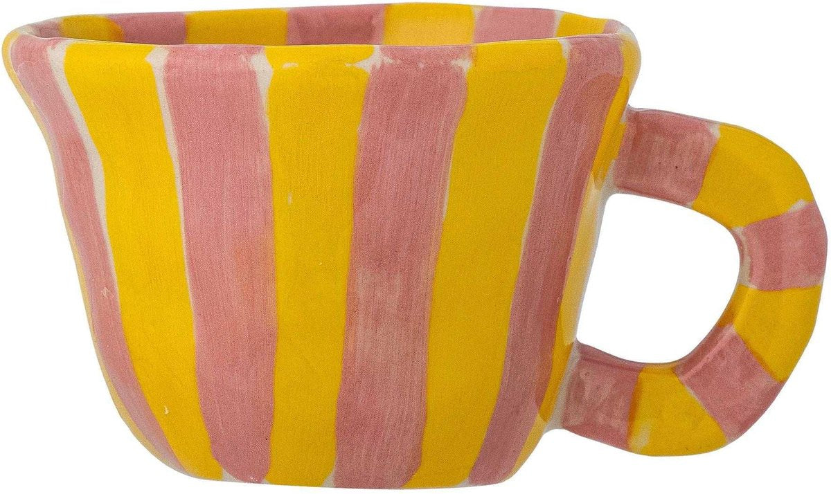 Bloomingville Mini Nini beker aardewerk roze geel - 110ml