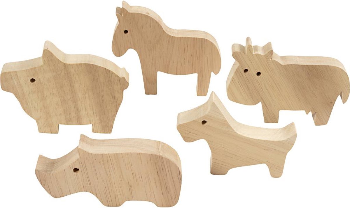 Creativ Company houten dieren boerderij 8,7 x 4,5 cm 10 stuks