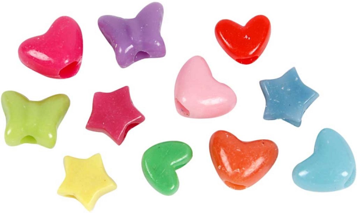 Creativ Company Cc plastic kralen figuren 10 mm multi 280 stuks
